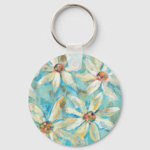 Llavero Daisies blancos en azul