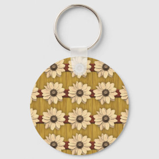 Llavero Daisies de madera tallada a mano