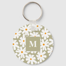 Llavero Daisies de primavera patrón retro floral salvia ve