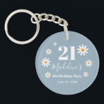 Llavero Daisies Dusty blue Birthday Party<br><div class="desc">Keychain Daisies Dusty blue Birthday Party</div>