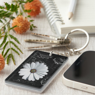 Llavero Daisies y tonos grises