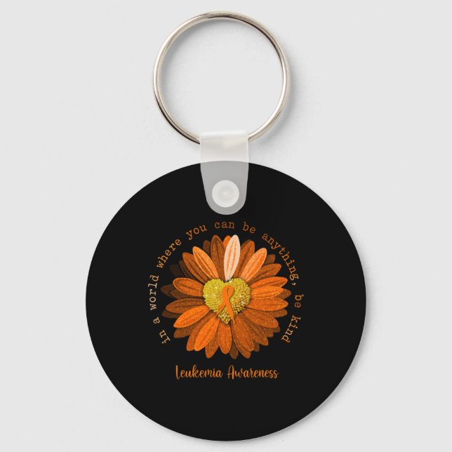 Llavero Daisy Be Kind Leukemia Awareness Naranja Ribbon (Anverso)