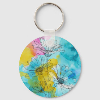 Llavero Daisy Flower Aluminium Circle Keychain Gift