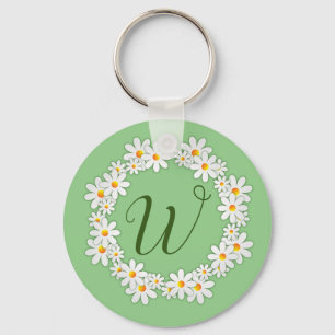 Llavero Daisy Monogram Green Keychain con Daisies