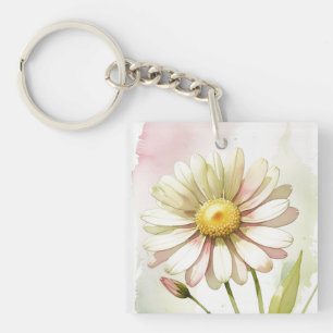 Llavero Daisy Watercolor Flower Profesional Moderno