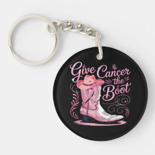 Llavero Dale la bota al cáncer de seno lazo rosa