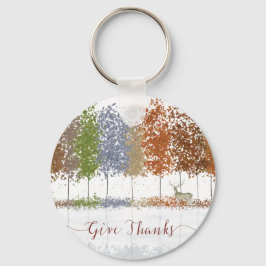 Llavero Dales gracias árboles de Acción de Gracias y cierv