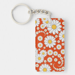 Llavero Dalias de verano sobre naranja brillante