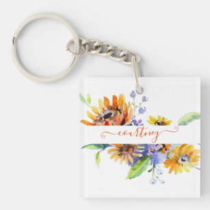 Llavero Dalias en acuarela personalizadas