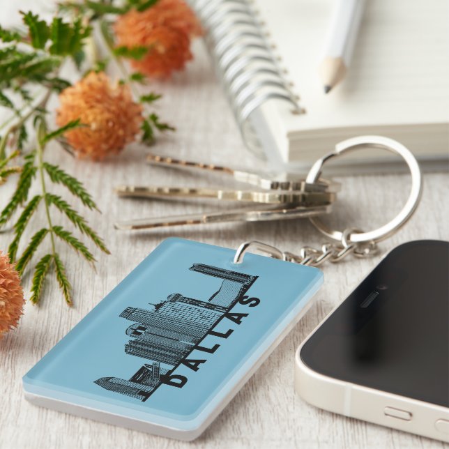 Llavero Dallas Skyline Silhouette  (Frente Derecha)