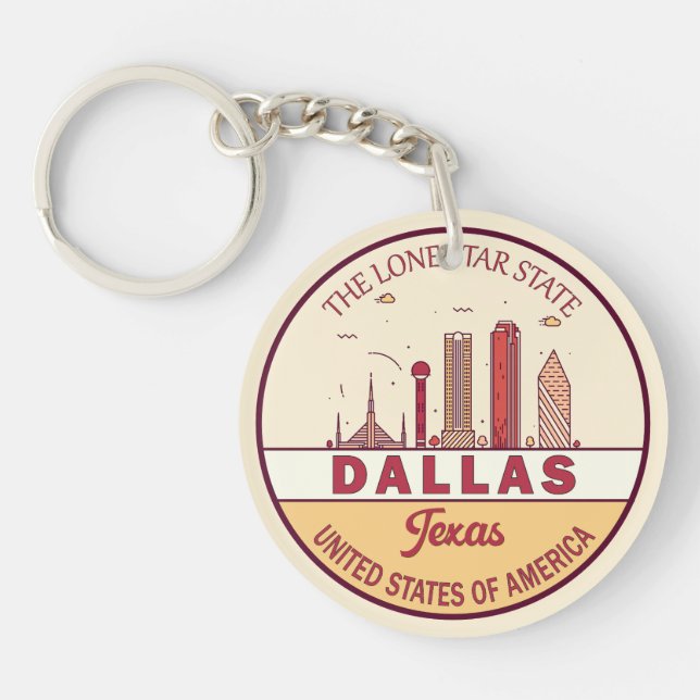 Llavero Dallas Texas City Skyline Emblem (Frente)