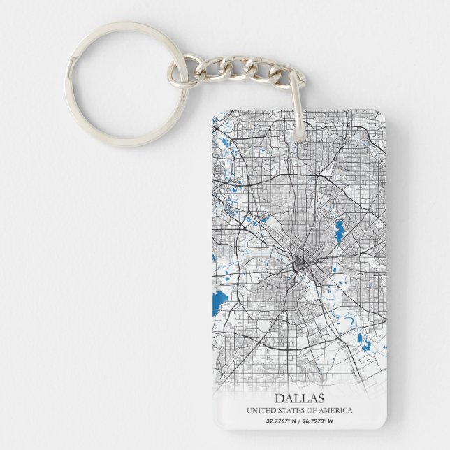 Llavero Dallas Texas USA City Travel City Map (Frente)