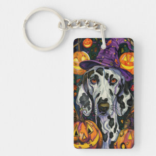 Llavero Dálmata espeluznante perro bruja de Halloween y ca