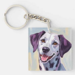 Llavero Dálmata   Pintura de mascota en acuarela de perro