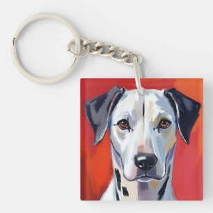 Llavero Dálmata Pintura de perro mascota acuarela