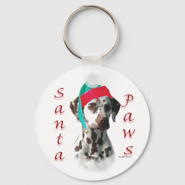 Llavero Dalmatian (hígado) Santa Paws (Anverso)