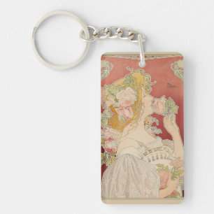 Llavero Dama Art Nouveau Belle Époque Rosas Livemont