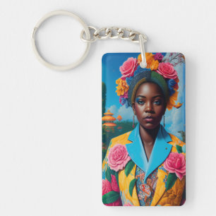Llavero Dama con chaqueta de traje floral