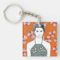 Dama de flores rosadas - Naranja