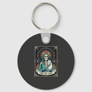 Llavero Dama de Gatos Esqueleto Tarot Floral Gótico