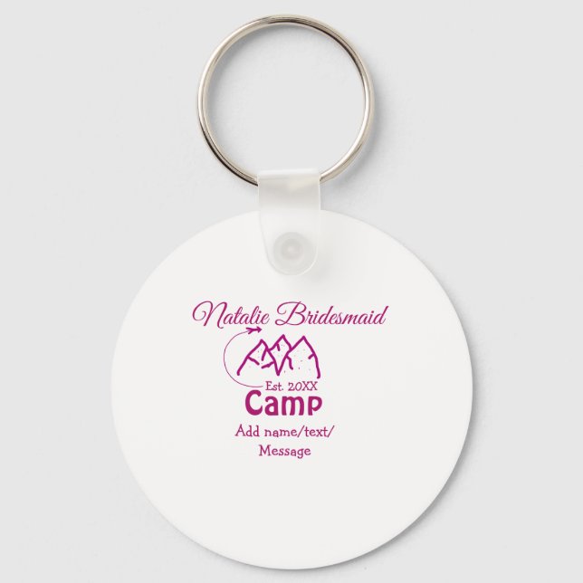 Llavero Dama de honor de campamento rosa agregar nombre fe (Anverso)