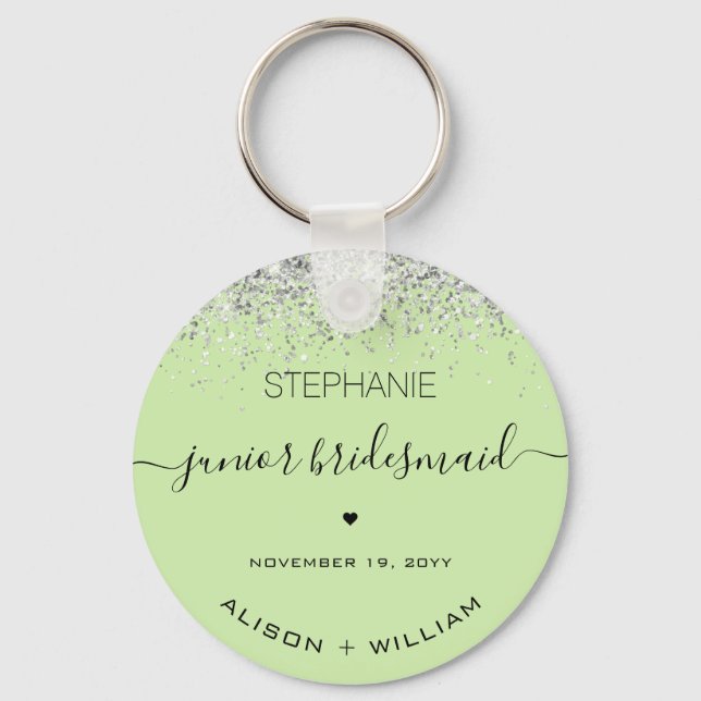 Llavero Dama de honor junior personalizada con purpurina d (Anverso)