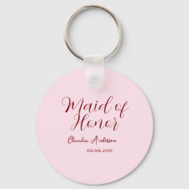 Llavero Dama de honor malva nombre fecha rosa pastel novia