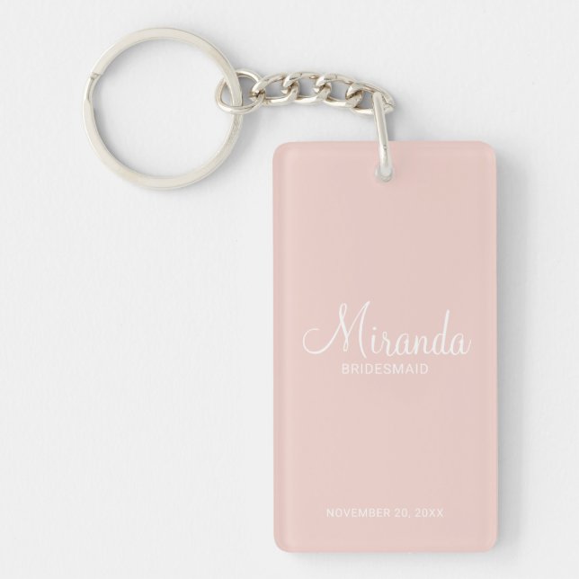 Llavero Dama de Honor Personalizada con Letra Moderna (Frente)