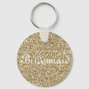 Llavero Dama de honor personalizada purpurina del oro