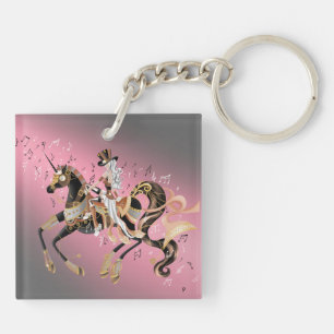 Llavero Dama de Steampunk y caballo mecánico