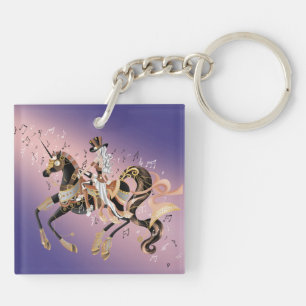 Llavero Dama de Steampunk y caballo mecánico