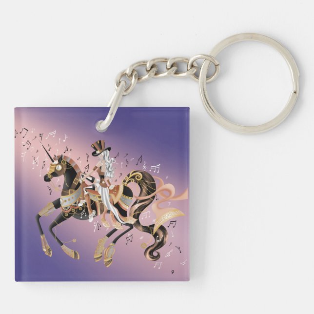 Llavero Dama de Steampunk y caballo mecánico (Atrás)