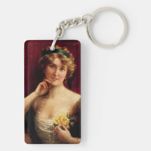 Llavero Dama elegante con una rosa amarilla de Emile Verno