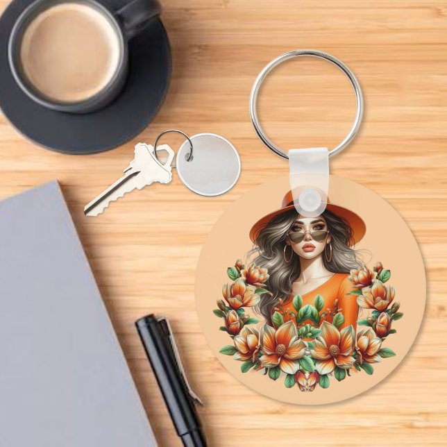 Llavero Dama en Naranja Derby Gorra - Naranja Floral (Subido por el creador)