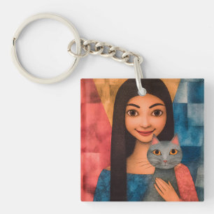 Llavero Damas & Gatos – Colección de Retratos Vintage 1