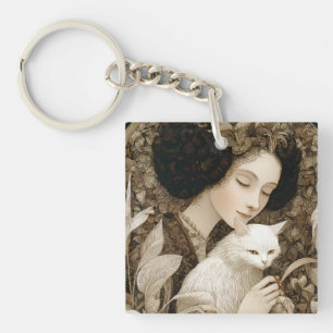 Llavero Damas & Gatos – Colección de Retratos Vintage 1