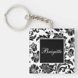Llavero Damasco blanco y negro