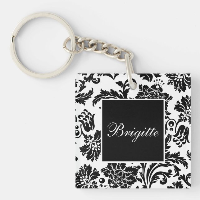 Llavero Damasco blanco y negro (Frente)