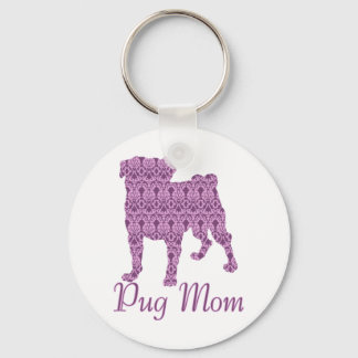 Llavero Damasco de cosecha rosa Pug Lover