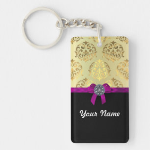 Llavero Damasco de oro y negro personalizado