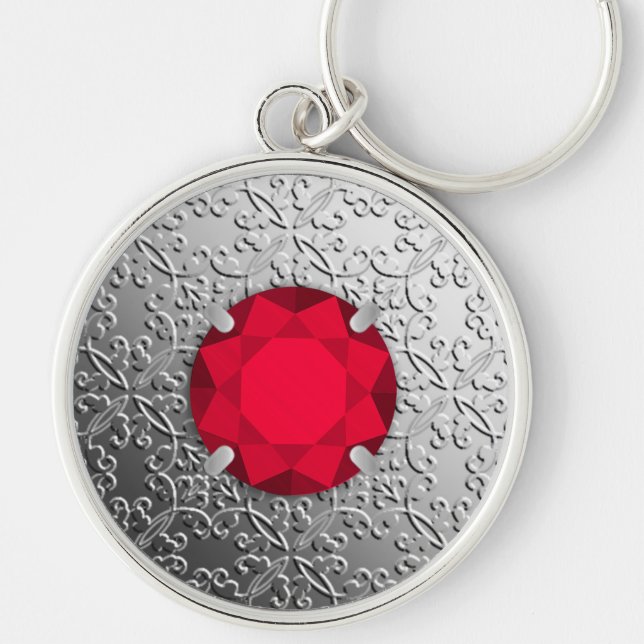 Llavero Damasco de plata con una falsa piedra preciosa del (Frente)