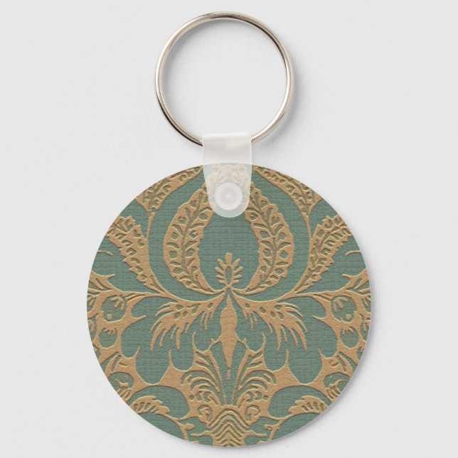 Llavero Damasco verde azulado de Beige (Anverso)