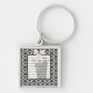 Llavero Damask Elegance Boda Silver Square Key Chain