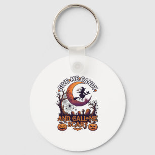 Llavero Dame Caramelo Llama Bruja Asustadiza Luna Calabaza