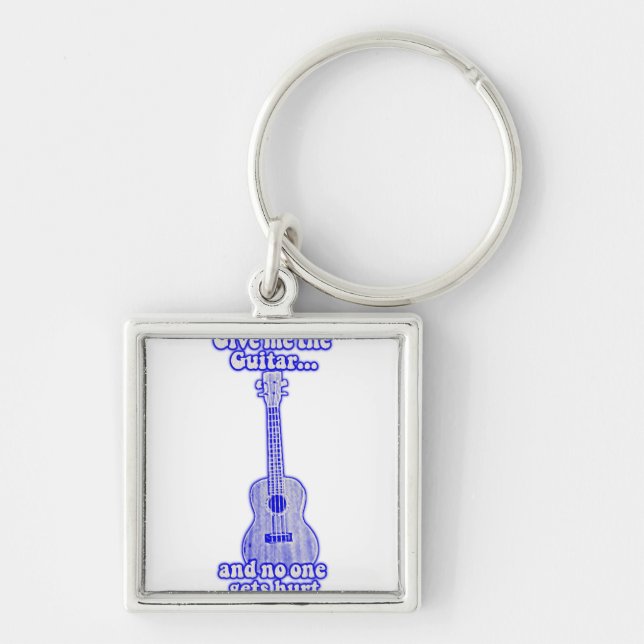 Llavero Dame la guitarra y nadie sale herido. azul retro (Frente)