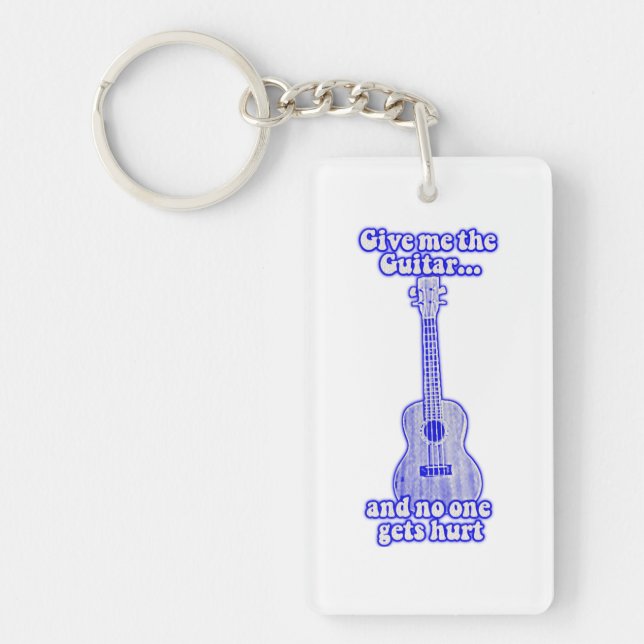 Llavero Dame la guitarra y nadie sale herido. azul retro (Frente)