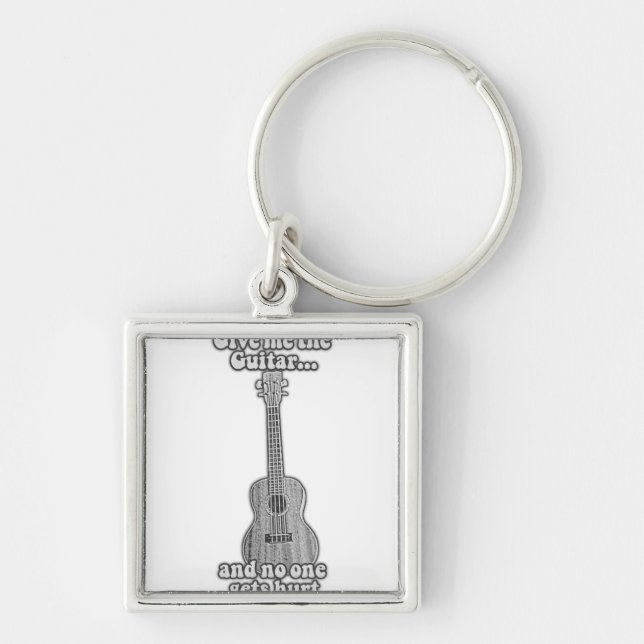 Llavero Dame la guitarra y nadie se lastima. B y W (Frente)