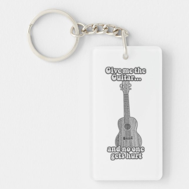 Llavero Dame la guitarra y nadie se lastima. B y W (Frente)