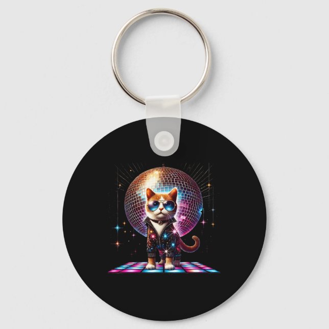 Llavero Dancing Cat Disco Ball Kitten Kitty Lover Funny Pa (Anverso)