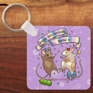 Llavero Dancing Mice Name & Age Happy Birday Fiesta